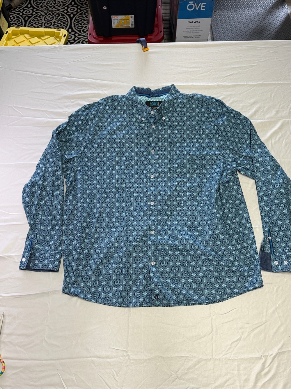 Cody James Button-Down Men's Blue Patterned Shirt - Stylish Casual Wear - XXL